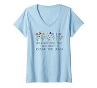 Femme Let Everything That Has Breath Praise The Lord Psalm 150 6 T-Shirt avec Col en V