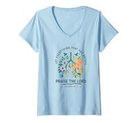 Femme Let Everything That Has Breath Praise The Lord Psalms 150:6 T-Shirt avec Col en V