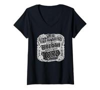 Femme Let Everything That Has Breath Praise The Lord T-Shirt avec Col en V