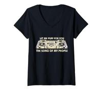 Femme Let Me Play The Song of My People EDM Console de mixage DJ T-Shirt avec Col en V