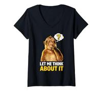 Femme Let Me Think About It Pondering Monkey Question Mark Sarcasm T-Shirt avec Col en V