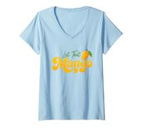 Femme Let That Mango Funny Beach Vacation Party Gen Alpha Meme T-Shirt avec Col en V