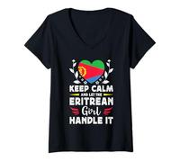 Femme Let The Eritrean Girl Handle it Eritrea Flag T-Shirt avec Col en V