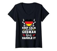 Femme Let The German Girl Handle it Germany Flag T-Shirt avec Col en V