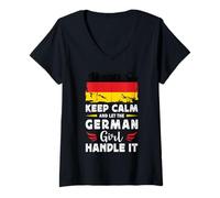 Femme Let The German Girl Handle it Germany Flag T-Shirt avec Col en V