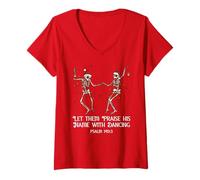 Femme Let Them Praise His Name with Dancing Christmas Psalm 149:3 T-Shirt avec Col en V