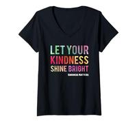 Femme Let Your Kindness Shine Bright - Teacher Kindness Matters T-Shirt avec Col en V