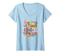 Femme Let Your Light Shine Matthew 5:16 Citation de Foi chrétienne T-Shirt avec Col en V