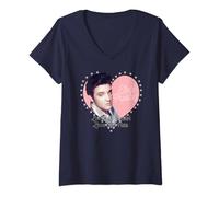 Femme Letra de Elvisly Yours Love Me Tender Elvis Presley T-Shirt avec Col en V