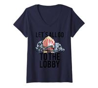 Femme Let's All Go to The Lobby Critique de Film rétro T-Shirt avec Col en V