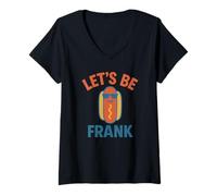 Femme Let's Be Frank Cuisine de Jeu de Mots drôle Hot Dog T-Shirt avec Col en V