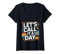 Femme Let's Call It A Day Employé de bureau de bureau fatigué -- T-Shirt avec Col en V