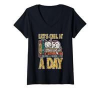 Femme Let's Call It A Day Employé de bureau de bureau fatigué T-Shirt avec Col en V