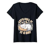 Femme Let's Call It A Day Employé de bureau de bureau fatigué - T-Shirt avec Col en V