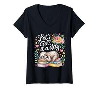 Femme Let's Call It A Day Tired Office Worker Employee - T-Shirt avec Col en V