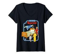 Femme Let's Call The Exorcist Retro Vintage Funny Adult Humor T-Shirt avec Col en V