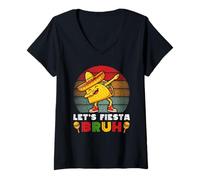 Femme Let's Fiesta Bruh Dabbing Taco Funny Cinco de Mayo Party T-Shirt avec Col en V