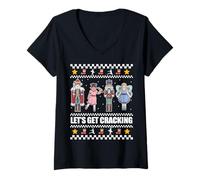 Femme Let's Get Cracking! Casse-Noisette Ballet Mème de Noël T-Shirt avec Col en V