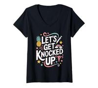 Femme Lets Get Knocked Up IVF Transfert Day Mom Fertility Surrogate T-Shirt avec Col en V