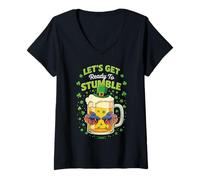 Femme Let's Get Ready to Stumble Beta Fish Party St Patrick T-Shirt avec Col en V