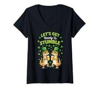 Femme Let's Get Ready to Stumble Geckos Party St Patrick T-Shirt avec Col en V