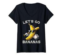 Femme Lets Go Bananas Baseball Rétro Sports Garçons Enfants Hommes Jeunes T-Shirt avec Col en V