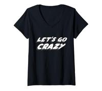 Femme Let's Go Crazy | 1980's Song 90's Music Purple One T-Shirt avec Col en V