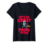 Femme Let's Go Crazy Frog Style Bague Ding Ding Ding T-Shirt avec Col en V