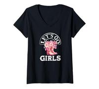 Femme Let's Go Girls Cowgirl T-Shirt avec Col en V