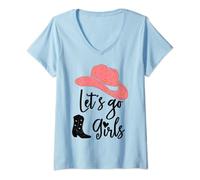 Femme Lets Go Girls T-shirt humoristique Lets Go Girls T-Shirt avec Col en V