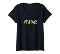 Femme Let's Go Vikings Spirit Wear Sports Fan School Spirit T-Shirt avec Col en V