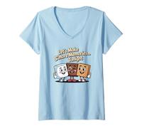 Femme Let's Make S'more Memories Tonight Camper Funny Camping T-Shirt avec Col en V