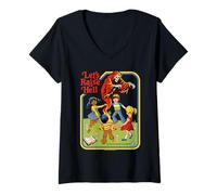 Femme Lets Raise Hell Demon Retro Vintage Funny Adult Humor T-Shirt avec Col en V