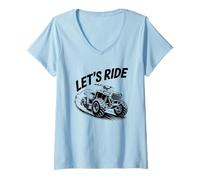Femme Let's Ride Off Road ATV UTV Adventure Graphic Design T-Shirt avec Col en V