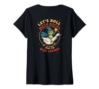 Femme Let's Roll Math Rocks and Do War Crimes Frog Meme Goose Meme T-Shirt avec Col en V