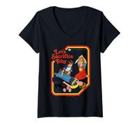 Femme Let's Sacrifice Toby Occult Retro Vintage Funny Adult Humor T-Shirt avec Col en V