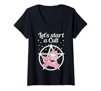 Femme Lets Start a Cult - Summon Demons Goth Fille sur Ours T-Shirt avec Col en V