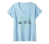 Femme Let's Take It Slow Funny Snail T-Shirt avec Col en V
