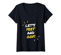 Femme Let's Yeet and Oof Funny Video Game Meme Gift for Gamer Kids T-Shirt avec Col en V