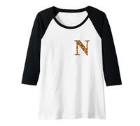Femme Letter N First Name Monogram Initial Leopard Print Manche Raglan