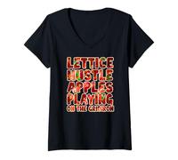 Femme Lettice Hustle Apples Playing on The Gridiron T-Shirt avec Col en V