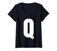 Femme Lettre B Majuscule Alphabet Gras Monogramme Assorti T-Shirt avec Col en V