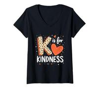 Femme Lettre de l'alphabet ludique « K is for Kindness » T-Shirt avec Col en V
