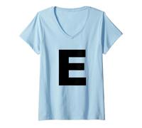 Femme Lettre E - Costume Assorti pour Halloween et Spectacles dramatiques T-Shirt avec Col en V
