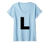 Femme Lettre L - Costume Assorti Halloween & Drama Performance T-Shirt avec Col en V