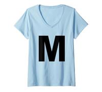 Femme Lettre M - Costume Assorti Halloween & Drama Performance T-Shirt avec Col en V