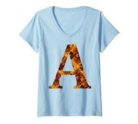 Femme Lettre Monogramme Un modèle sans Couture de Carapace de T-Shirt avec Col en V