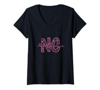 Femme Lettre NC de la Caroline du Nord USA Amérique T-Shirt avec Col en V