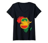 Femme Lettre S Afrique Silhouette Panafricaine Couleurs Monogramme T-Shirt avec Col en V