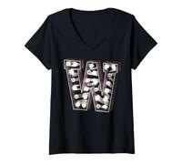Femme Lettre W pour chapiteau rétro Funky Motif zèbre Initiale Monogramme T-Shirt avec Col en V